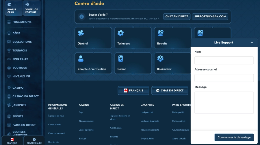 Casea casino service client