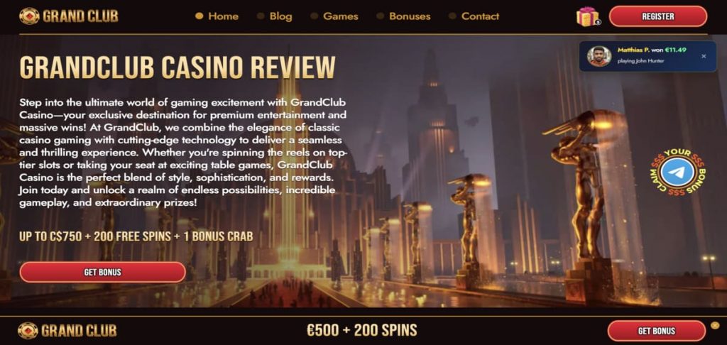 GrandClub casino home