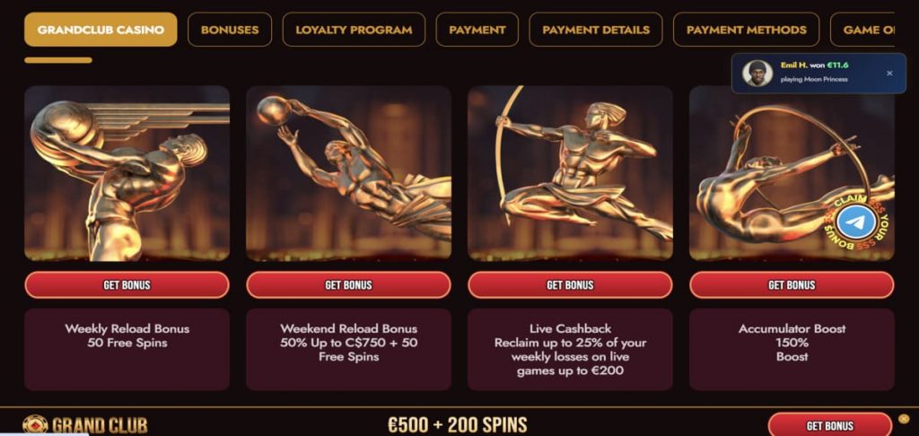GrandClub casino promo