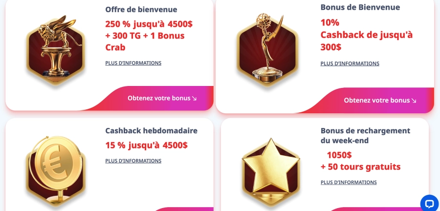 Promotion du casino Infinity