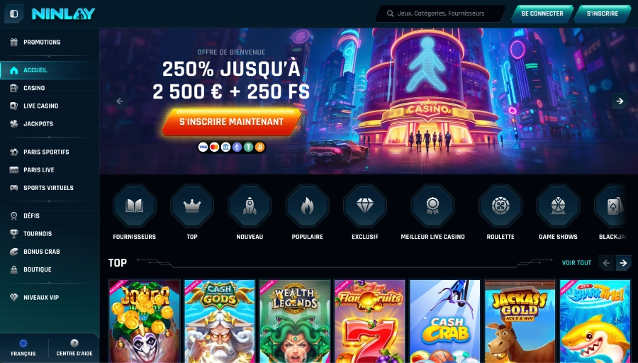 Page d'accueil du casino Ninlay