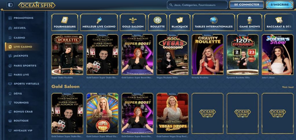 Oceanspin casino en direct