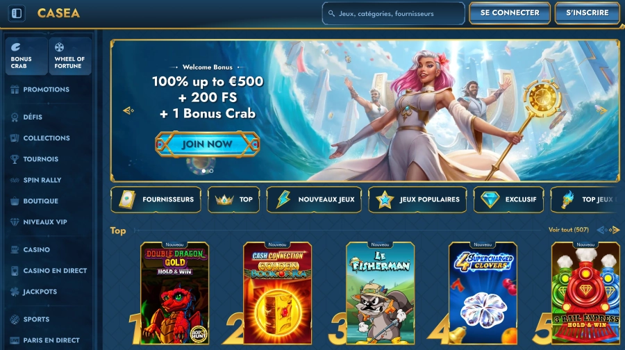 Page d'accueil du casino Casea