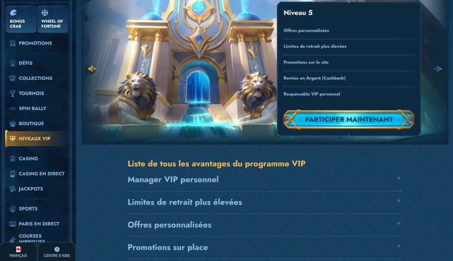 Programme VIP du casino Casea