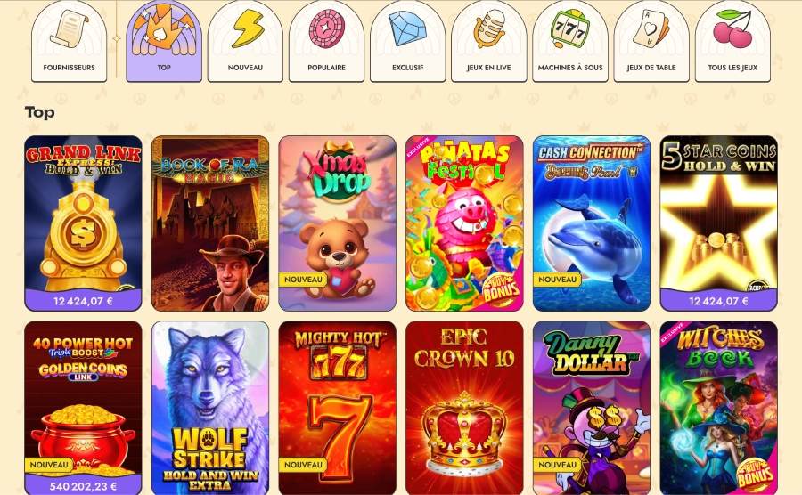 Catalogue des jeux du casino Vinyl