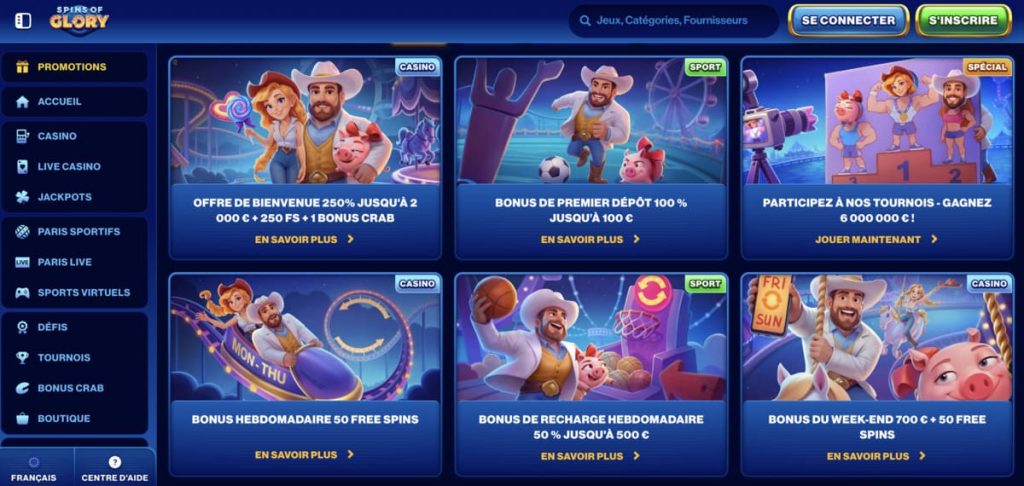 Spins of glory bonuses