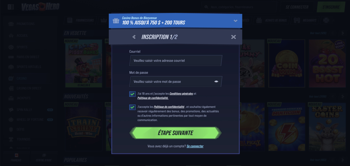 vegashero login