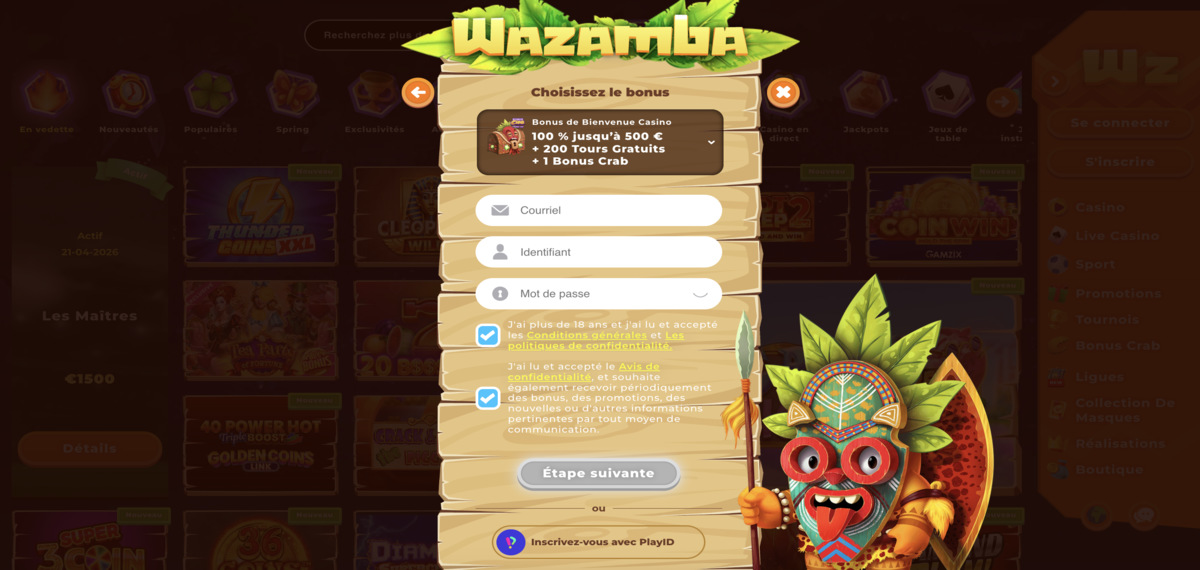 Wazamba login